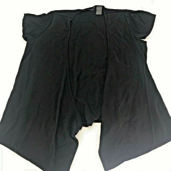 Liz Clairborne Womens Swim Coverup Cardigan Open Front Short Sleeve Black Sz M - Picture 1 of 5
